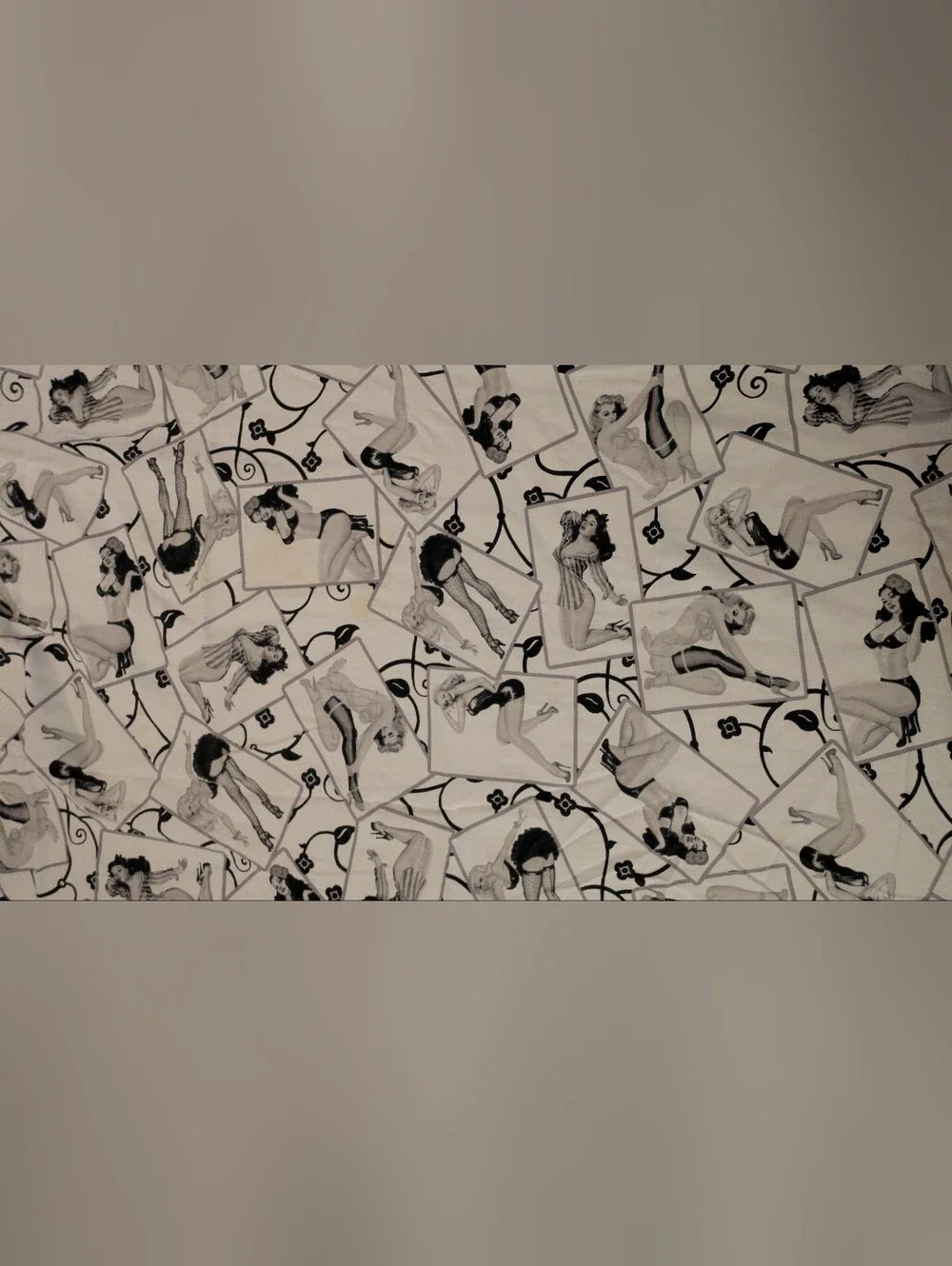 Pin-Up Collage Shower Curtain in Black and White
